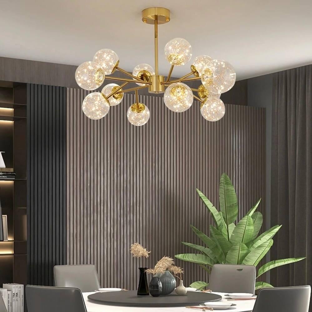 Люстра со встроенными светодиодами на 12 прозрачных плафонов 24W (AOC19/12 AB LED)