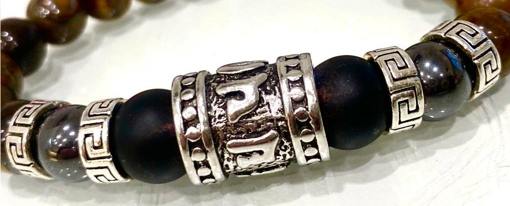 Браслет LITAURS из натуральных камней оникс/тигровый глаз/гематит и металлическими вставками М 15-17 см (241210) - фото 3 Браслет LITAURS из натуральных камней оникс/тигровый глаз/гематит и металлическими вставками М 15-17 см (241210) - фото 3