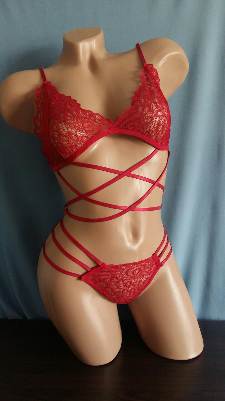 Комплект білизни з переплетеннями S/L Червоний (Н-0660-К) - фото 4 Комплект білизни з переплетеннями S/L Червоний (Н-0660-К) - фото 4