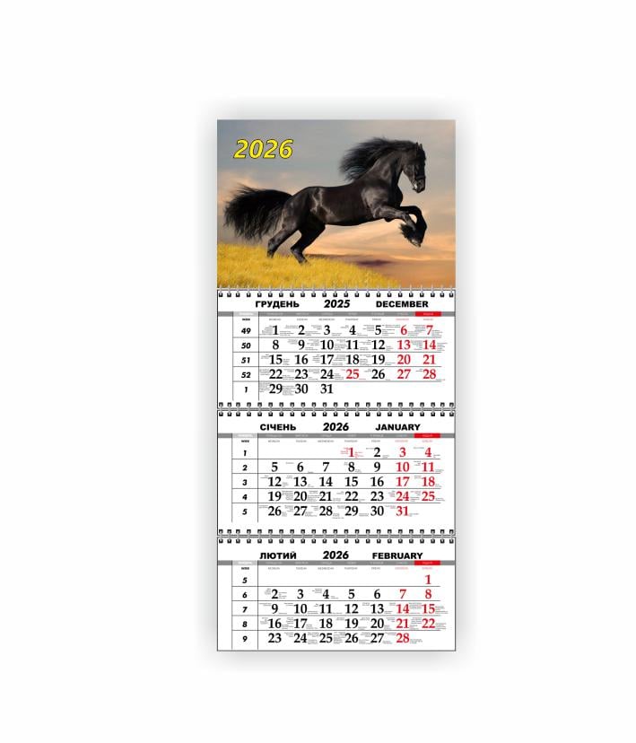 Календарь настенный квартальный Vivay Год лошади на 2026 год (30546685) Календарь настенный квартальный Vivay Год лошади на 2026 год (30546685)