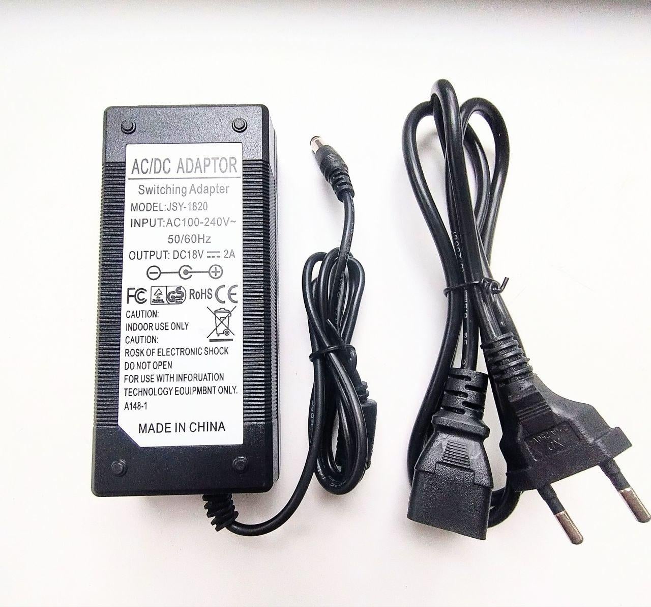 Блок живлення в пластиковому корпусі 18V 2A 2,5х5,5 мм (35358416)