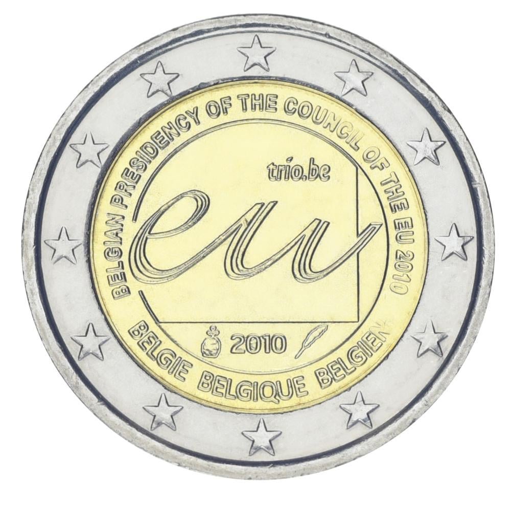 Коллекционная монета Бельгия 2 евро 2010 Председатель Бельгии в Евросоюзе UNC (KM#289)