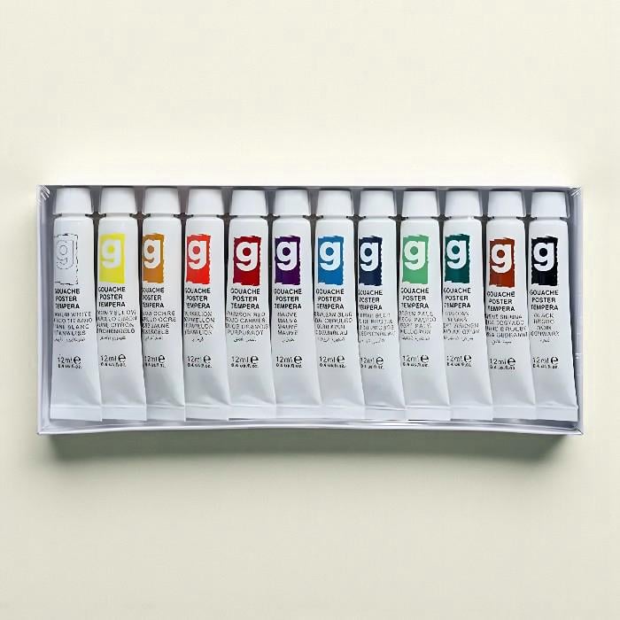 Гуашевая краска художественная тюбики в коробке 12 цветов по 12 мл (37-106234)