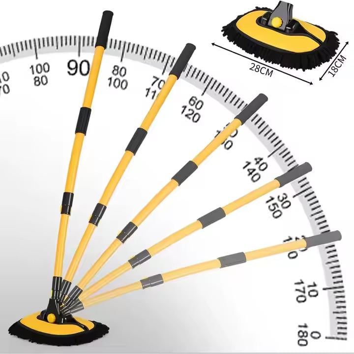 Швабра для миття автомобіля телескопічна з висувною вигнутою ручкою 28х100 см Жовтий - фото 5