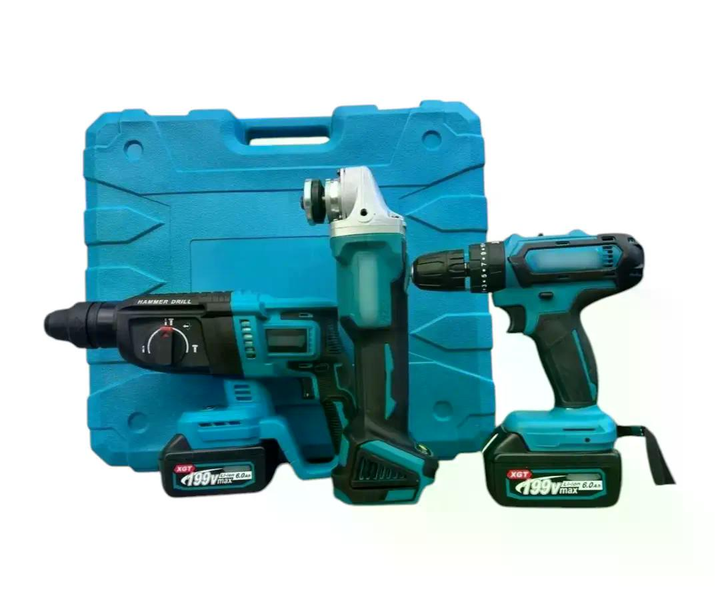 Набор электроинструментов аккумуляторных 3в1 с двумя АКБ 48V перфоратор 4000 об/мин/шуруповерт 1500 об/мин и болгарка 7000 об/мин (opt-103915)