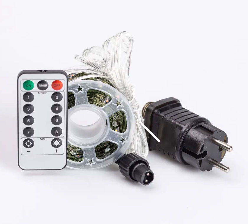 Гірлянда Роса нитка з пультом 500 LED 50 м від мережі зелений провід - фото 12
