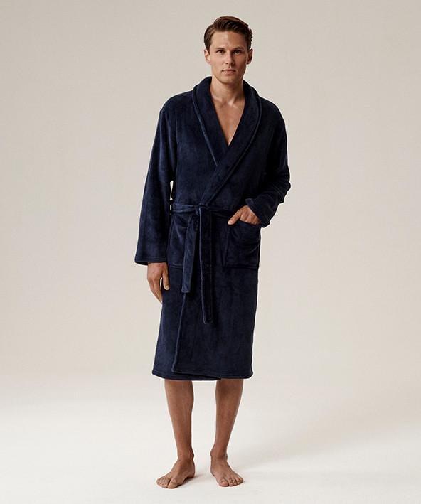 Халат чоловічий Atlantic SZM-002 на запах з поясом M/L Синій (2785676775) - фото 1 Халат чоловічий Atlantic SZM-002 на запах з поясом M/L Синій (2785676775) - фото 1