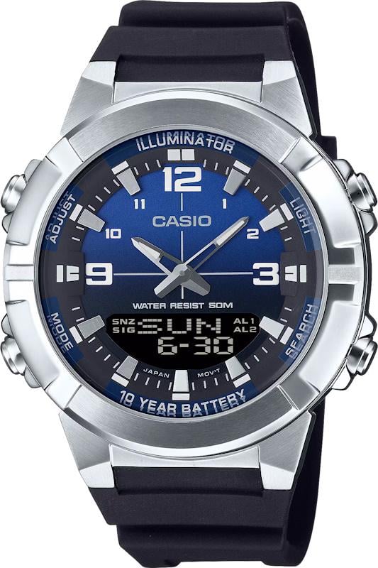 Часы мужские Casio AMW-870A-2A мировое время синий циферблат Часы мужские Casio AMW-870A-2A мировое время синий циферблат