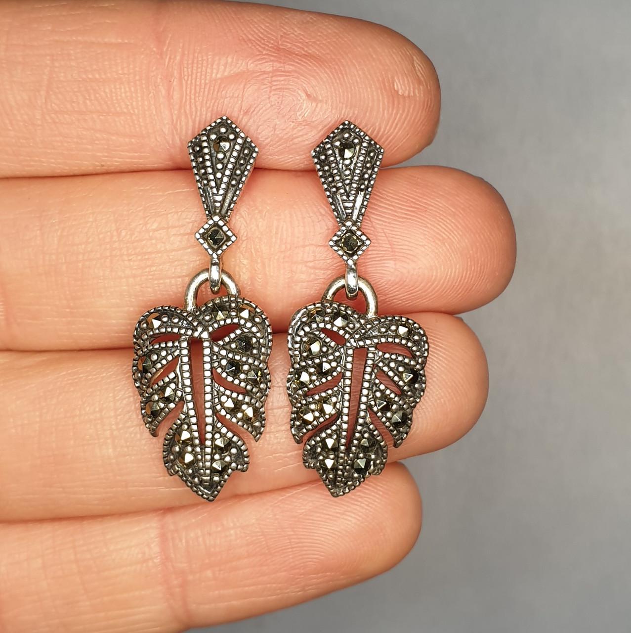 Серьги серебряные с пиритом 6,4 г (1386694405)