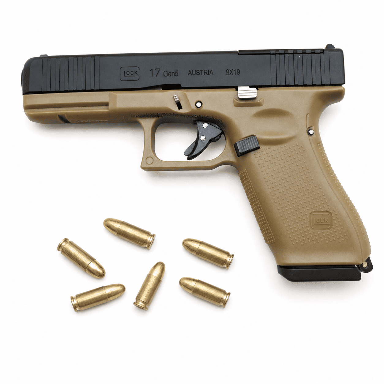 Реплика металлическая Glock Глок 17 Gen 5 1:2.05 миниатюра Аlloy Empire разборный пистолет 100 мм с вылетом гильзы и 6 патронами Mirror Quality