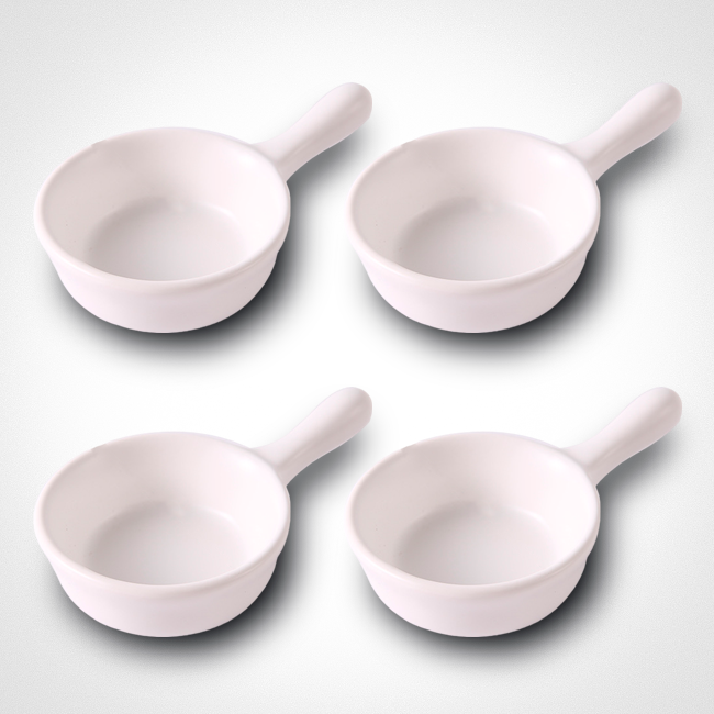 Набор круглых соусниц с ручкой 4 шт. Белый (2166935243) - фото 1