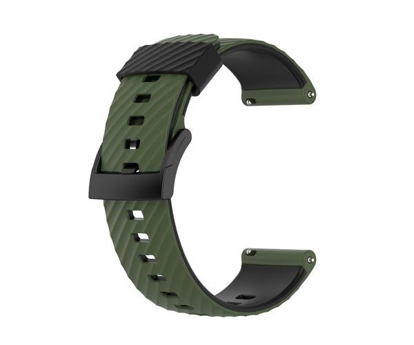 Ремешок Silicone Stripe для смарт часов Suunto 7/Spartan/Sport/9 Baro/D5 24 мм Зеленый с черным
