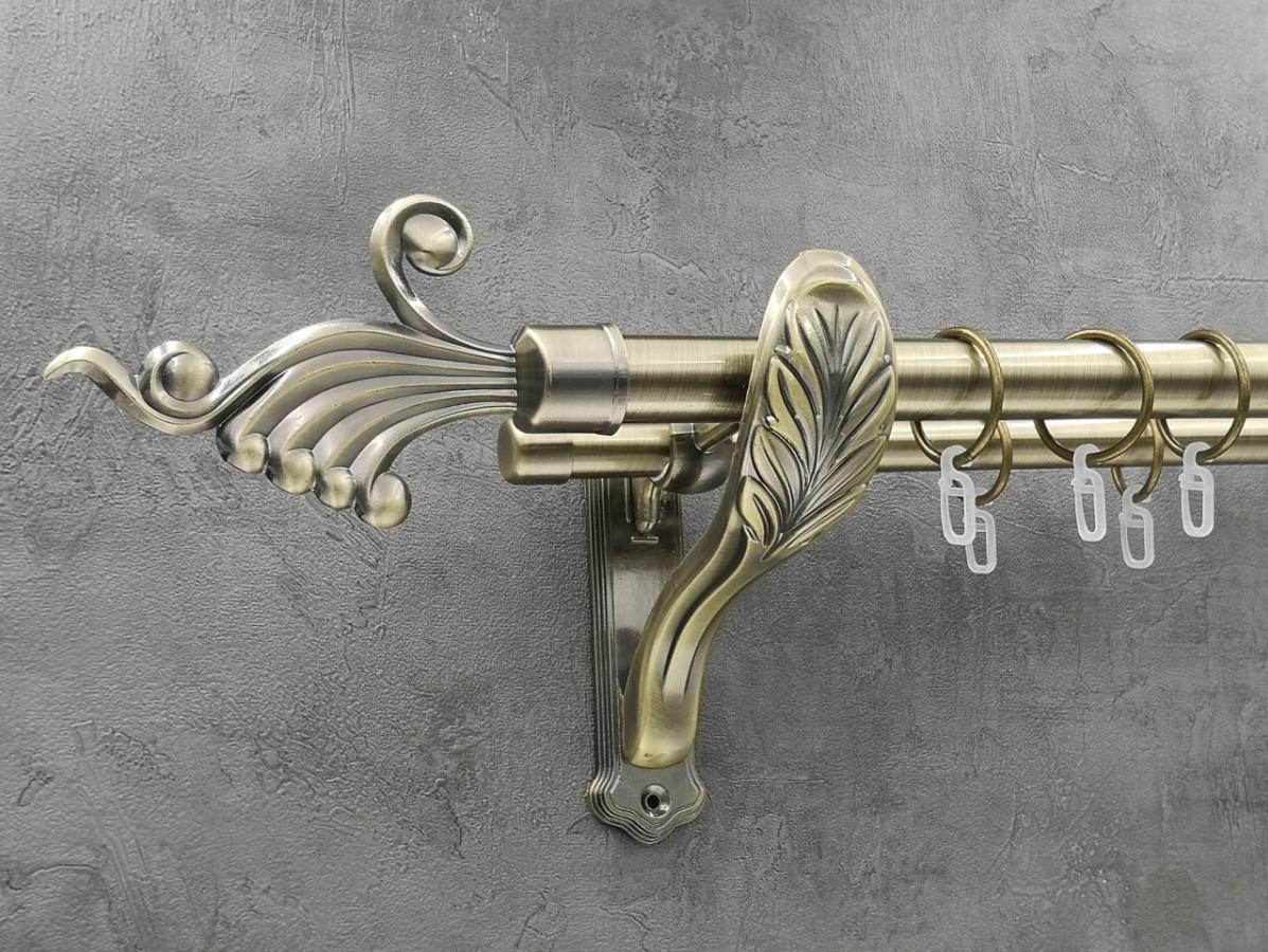 Карниз Quadrum Венус гладкая штанга двойной ретро 25/19 мм 400 см Антик (262048671)