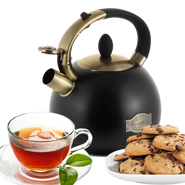 Чайник со свистком и ручкой с покрытием soft touch Kamille KM-0852 из нержавеющей стали 2,7л Черный (150-84-0852) - фото 5 Чайник со свистком и ручкой с покрытием soft touch Kamille KM-0852 из нержавеющей стали 2,7л Черный (150-84-0852) - фото 5