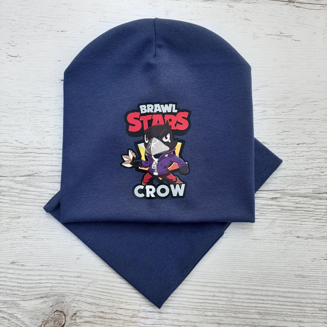 Детская шапка с хомутом Кahta "Brawl Crow" р. 52-56 Синий (OC-524)