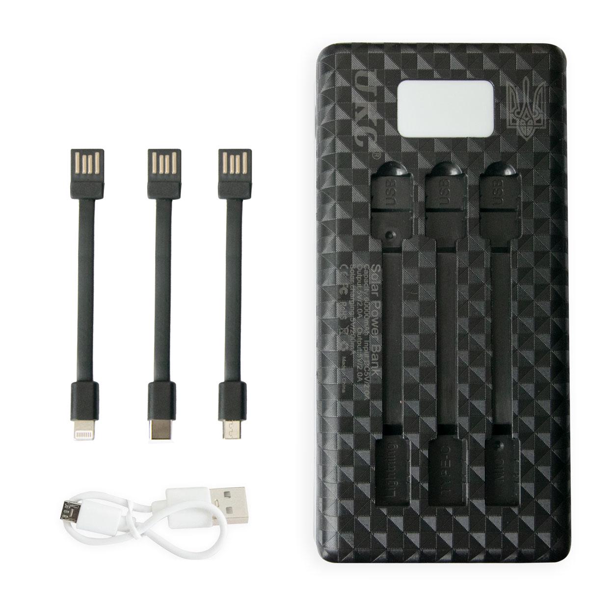 Повербанк на солнечной батарее с Micro USB/Lightning/Type-C Solar Power Bank UKC 20000 mAh Чорний (1009619-Black) - фото 9 Повербанк на солнечной батарее с Micro USB/Lightning/Type-C Solar Power Bank UKC 20000 mAh Чорний (1009619-Black) - фото 9