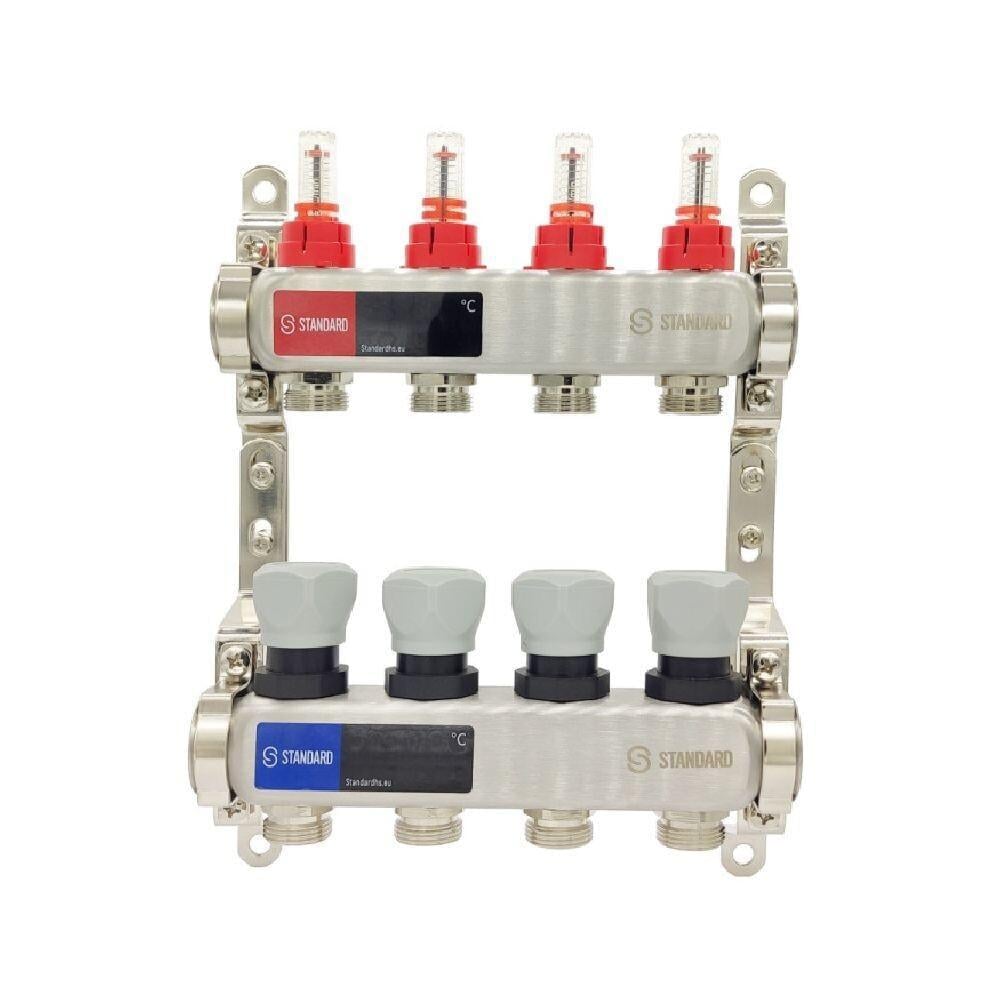 Коллекторная группа STANDARD 1''x 7 Euroconus-3/4'' из нержавеющей стали/с расходомерами (4802507)