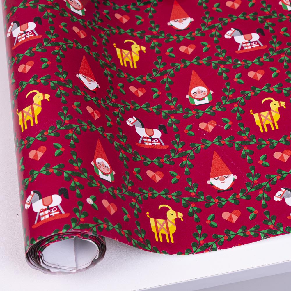 Подарочная бумага листовая новогодняя с веночками 10 листов (2232-65)