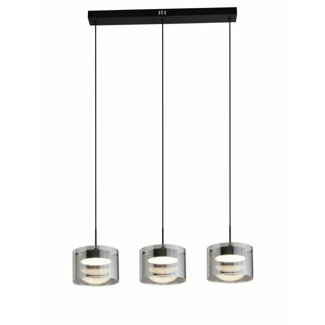 Подвесной светильник светодиодный Valeso с тремя круглыми плафонами 42W 3000-6500К Дымчато-черный (G 2922/3L)
