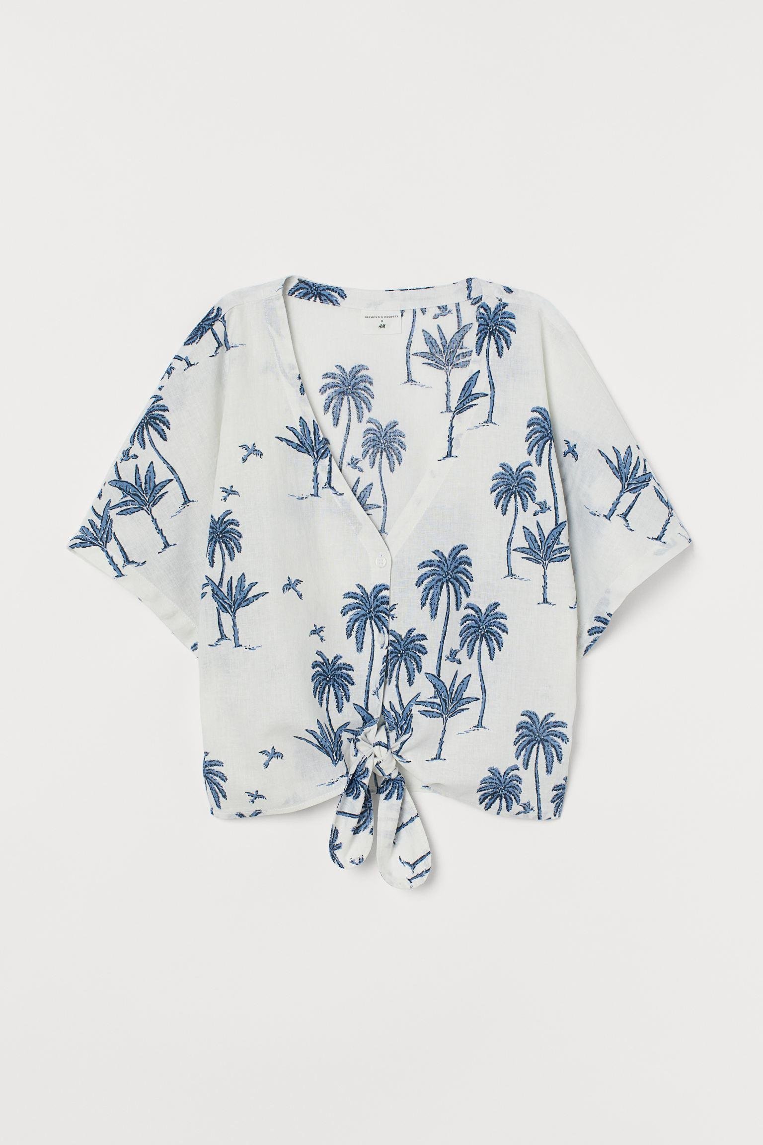 Блуза льняная M Бело-синий (8421631wer)