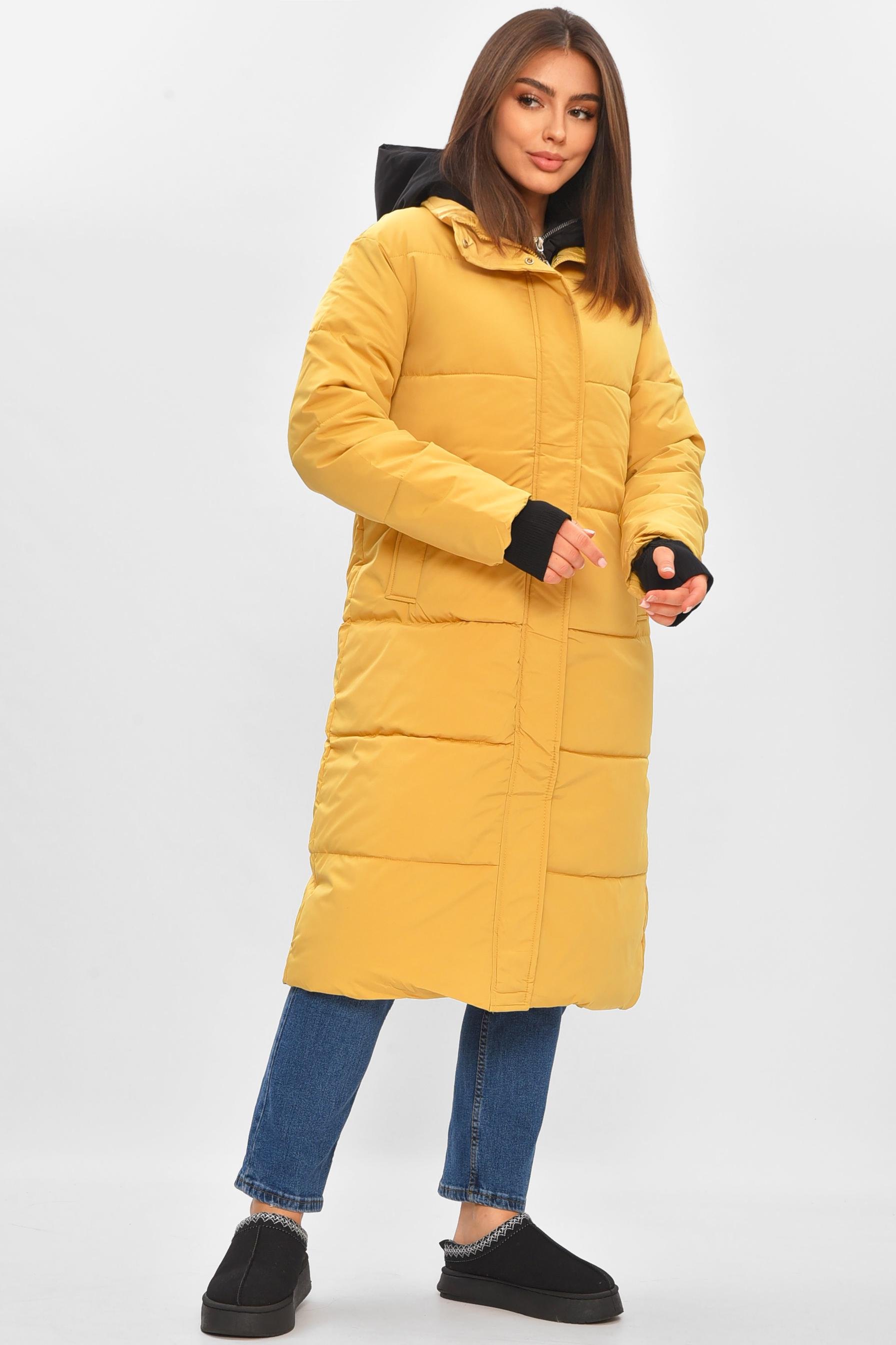 Куртка женская удлиненная зима L Горчичный (206086) - фото 2 Куртка женская удлиненная зима L Горчичный (206086) - фото 2