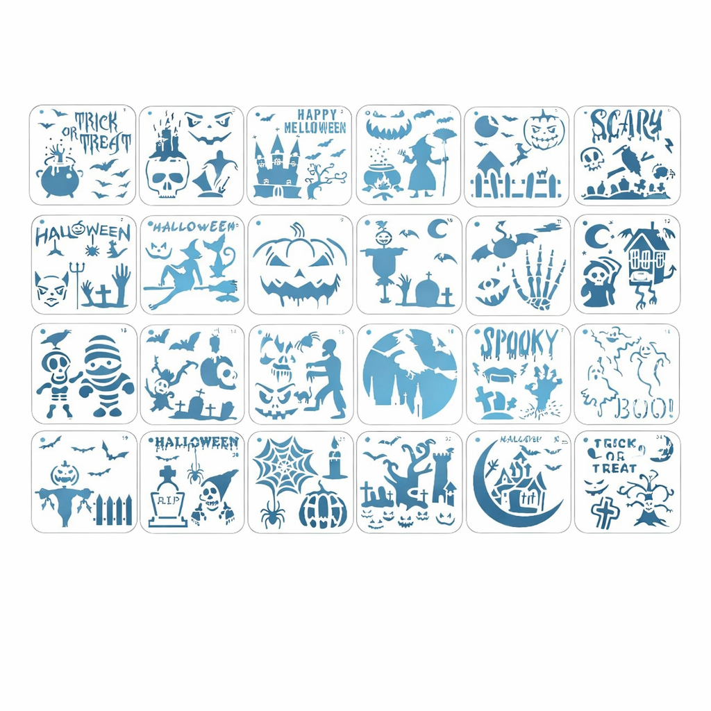 Набор трафаретов для Хэллоуина 24 шт. 15х15 см Серый (8025)