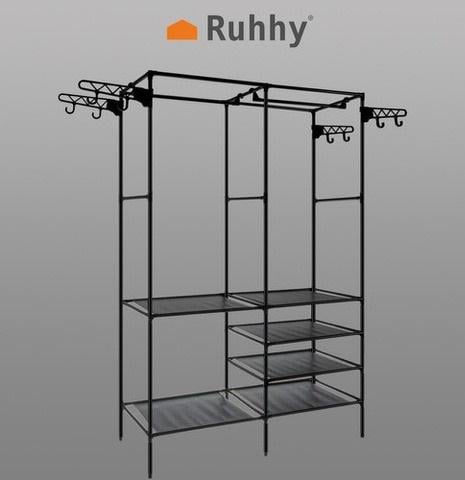 Вешалка-стойка для одежды и обуви с полками Черный - фото 4 Вешалка-стойка для одежды и обуви с полками Черный - фото 4