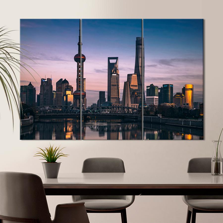 Картина город Живописный вид на Шанхай 78x48 см (A860-3)