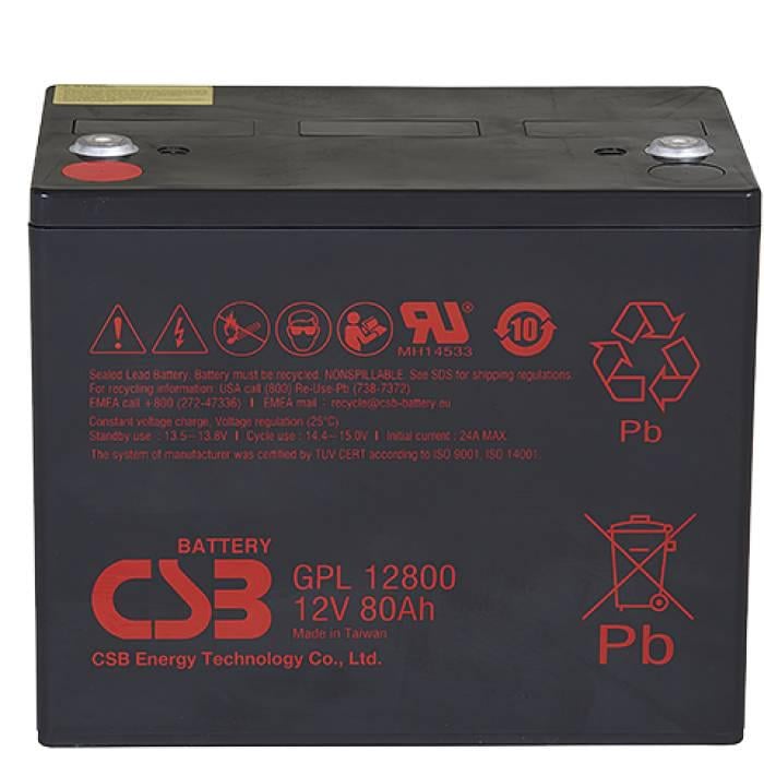 Батарея акумуляторна CSB GPL12800 12V 80Ah 220 261х168х210 мм (37926)