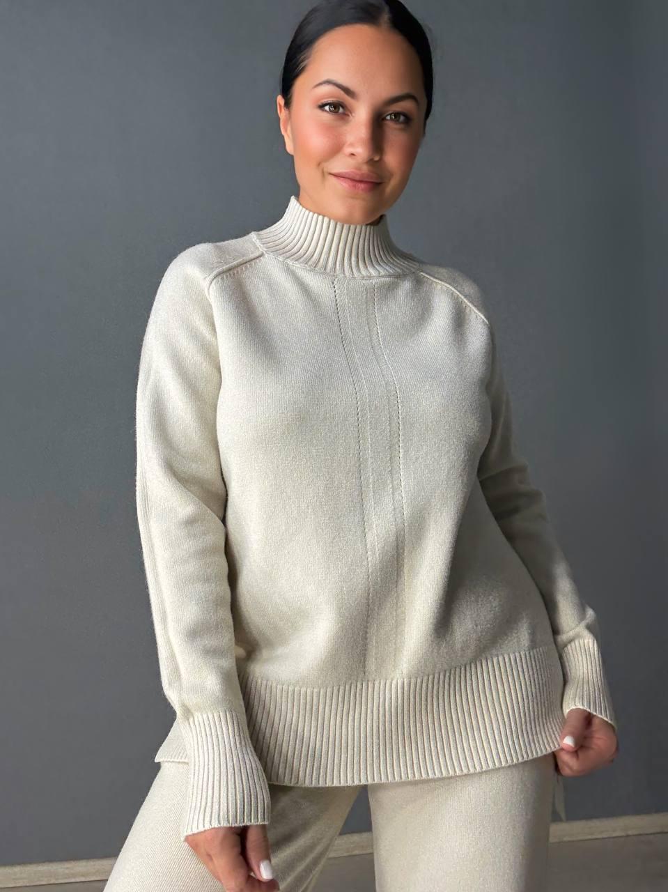 Костюм женский ACCORDDREAM 6841-8636 свитер с брюками палаццо вязаный OS Бежевый (5181) - фото 2 Костюм женский ACCORDDREAM 6841-8636 свитер с брюками палаццо вязаный OS Бежевый (5181) - фото 2