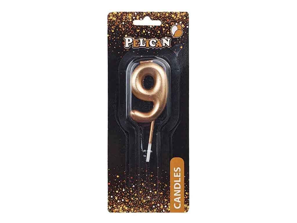 Свеча для торта Pelican 9 4,5 см Золотистый (864519)