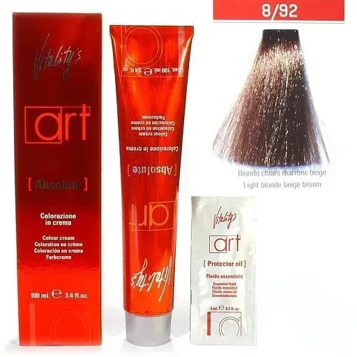 Крем-краска для волос с масляным коктейлем Vitality’s Art Absolute Hair Color Cream 8/92 Бежево-коричневый светлый блондин 100 мл