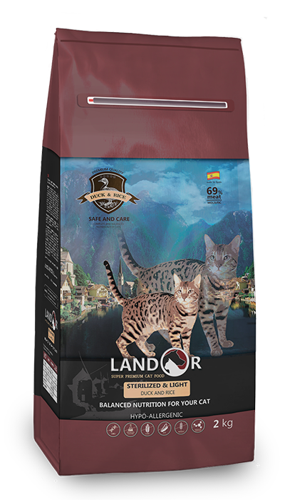 Корм сухой для котов LANDOR Sterilized&Light Duck&Rice с избыточным весом и стерилизованных Утка с рисом 2 кг (31365278)