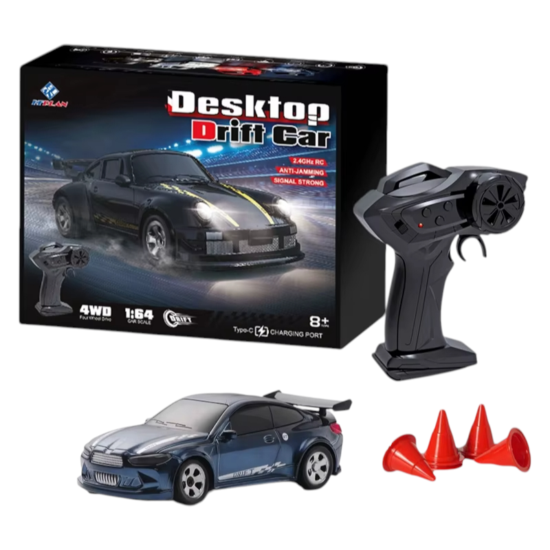 Дрифт-машинка на радиоуправлении 1:64 RC подсветка фар Type-C Темно-синий (1517)