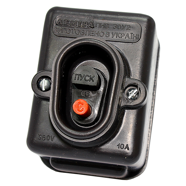 Кнопка пускач ручний 10А 380V трифазний ПНВС Чорний (S 380-30)