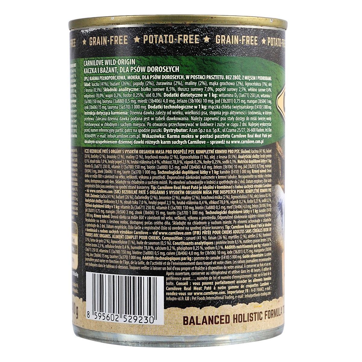 Корм влажный для собак Carnilove Duck & Pheasant утка и фазан 400 г (1789931211) - фото 2 Корм влажный для собак Carnilove Duck & Pheasant утка и фазан 400 г (1789931211) - фото 2