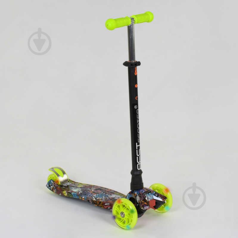 Самокат трехколесный MAXI "Best Scooter" пластмассовый, трубка руля алюминиевая Light green/Black (74318)