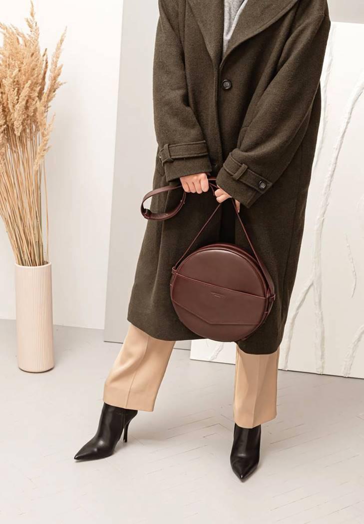 Сумка-рюкзак шкіряна жіноча кругла Maxi Бордовий (A-026518)