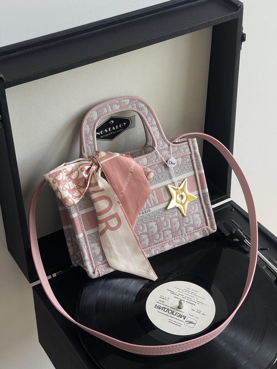 Сумка шоппер текстиль Dior Small size Розовый (2712891352)