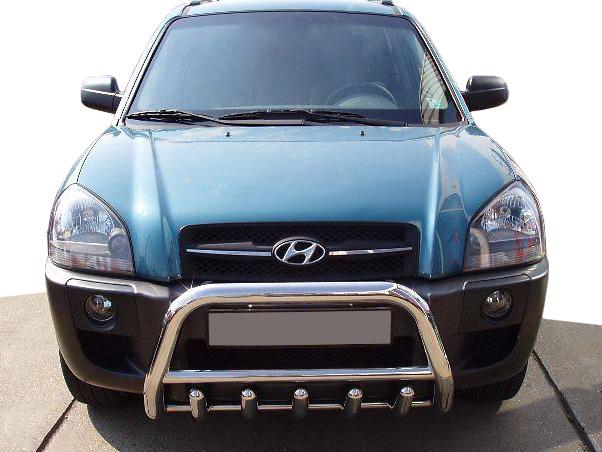 Кенгурятник WT003 60 мм CAN для Hyundai Tucson JM 2004- гг. нержавеющая сталь Хром