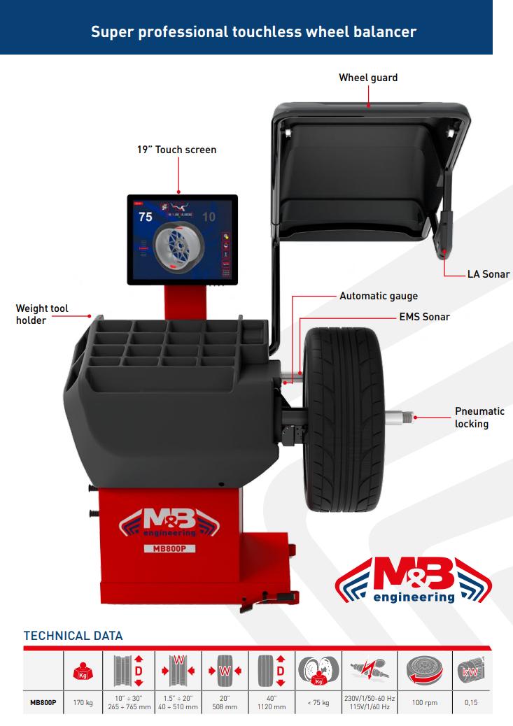 Стенд балансувальний M&B Engineering MB800P для коліс до 75 кг 230В - фото 5