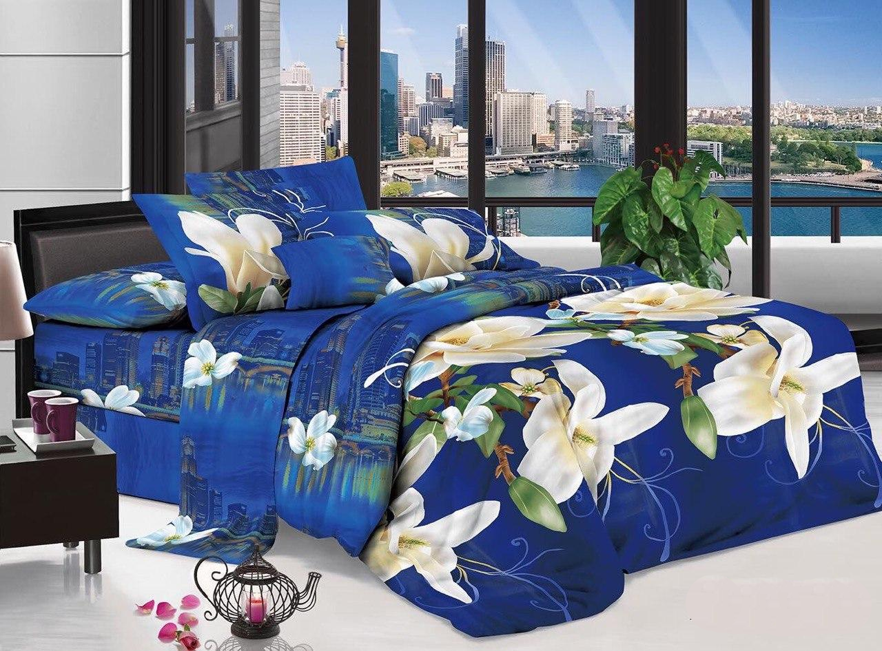 Комплект постельного белья Фиалка бязь двуспальном 180x210 см Синий (mc1835069)