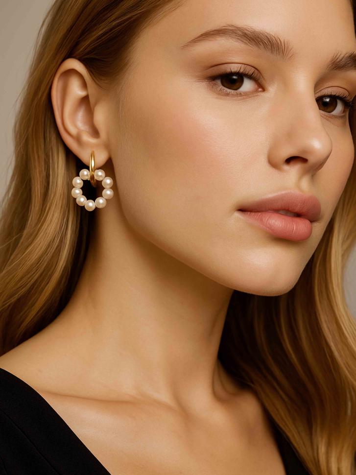 Сережки-трансформери з перлами (5204)