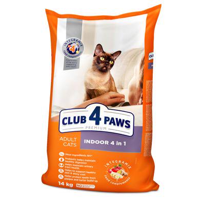 Сухой корм для взрослых кошек Club 4 Paws Premium Indoor 4 в 1, 14 кг Курица