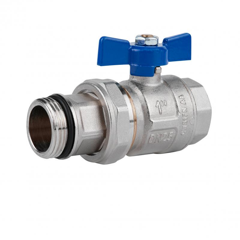 Кран кульовий американка Icma з антипротіканням прямий №215 1" Blue