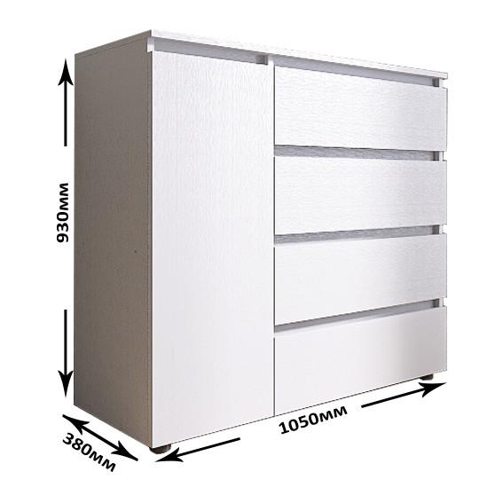 Комод Еверест КЛ-3 Лайт телескопічні напрямні 105х38х93 см Німфея альба Білий - фото 5 Комод Еверест КЛ-3 Лайт телескопічні напрямні 105х38х93 см Німфея альба Білий - фото 5