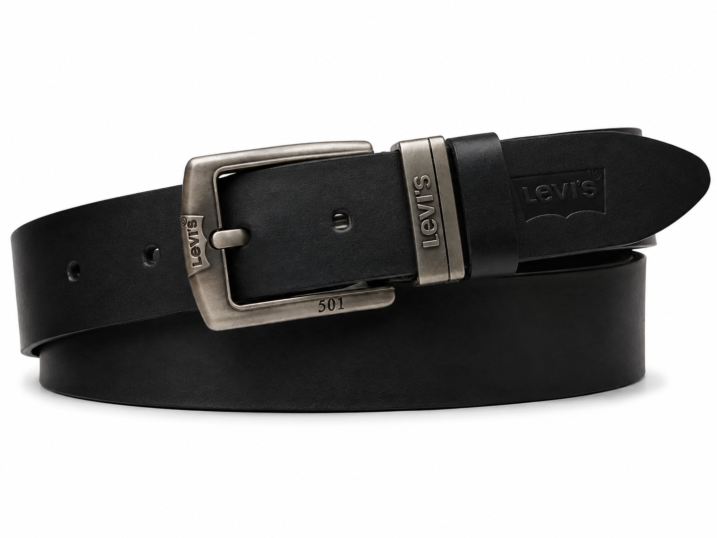 Ремінь чоловічий шкіряний в стилі LEVIS 120 см Чорний (36935681)