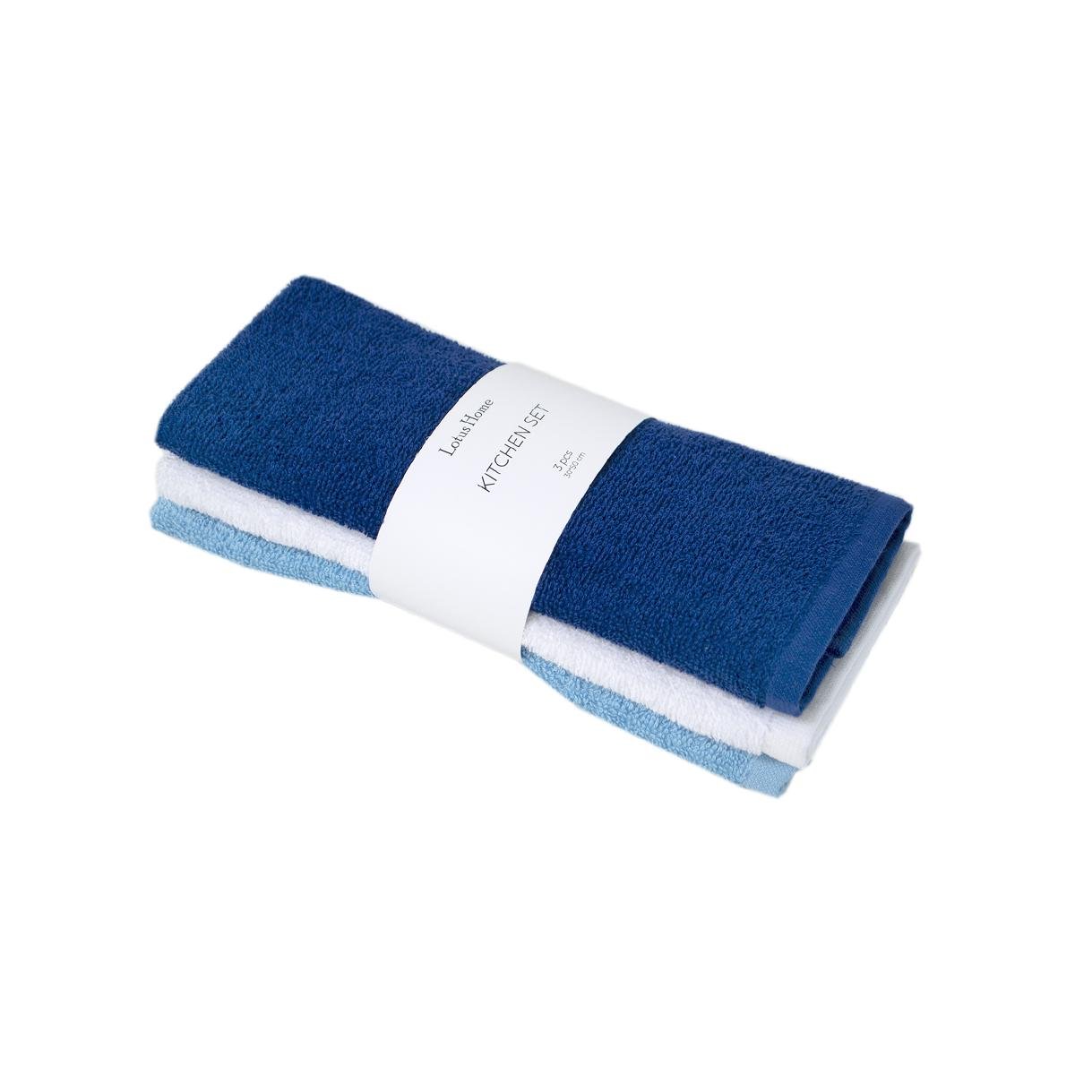 Набір рушників Lotus Home Basic 3 шт. 400 г/кв. м 30x50 см Синій/Блакитний/Білий (svt-2000022342407) - фото 1 Набір рушників Lotus Home Basic 3 шт. 400 г/кв. м 30x50 см Синій/Блакитний/Білий (svt-2000022342407) - фото 1