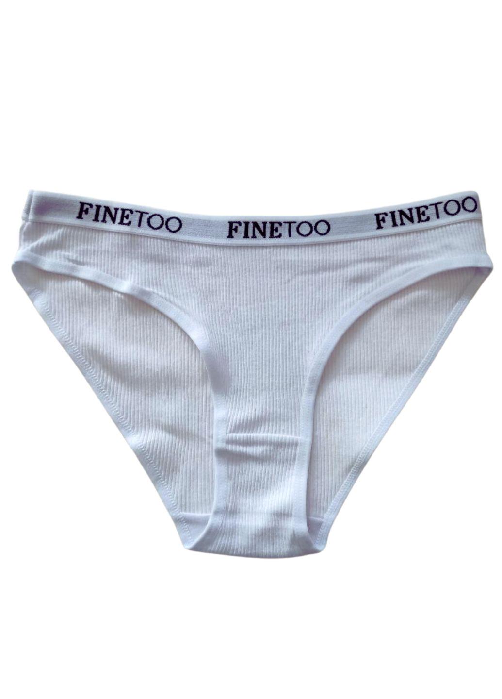 Трусики слипы хлопковые FINETOO в рубчик с брендированной резинкой XL р. 46 1 шт. Белый (10410357)