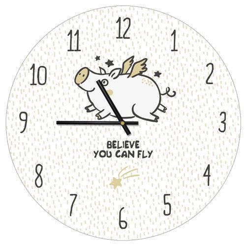 Часы настенные круглые Presentville Believe you can fly 36 см (CHR P PIG005)